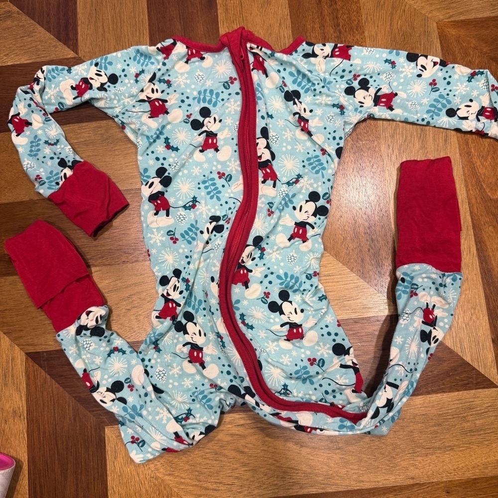 Little Sleepies Disney Mickey Mouse Winter Wonderland dual zip footie